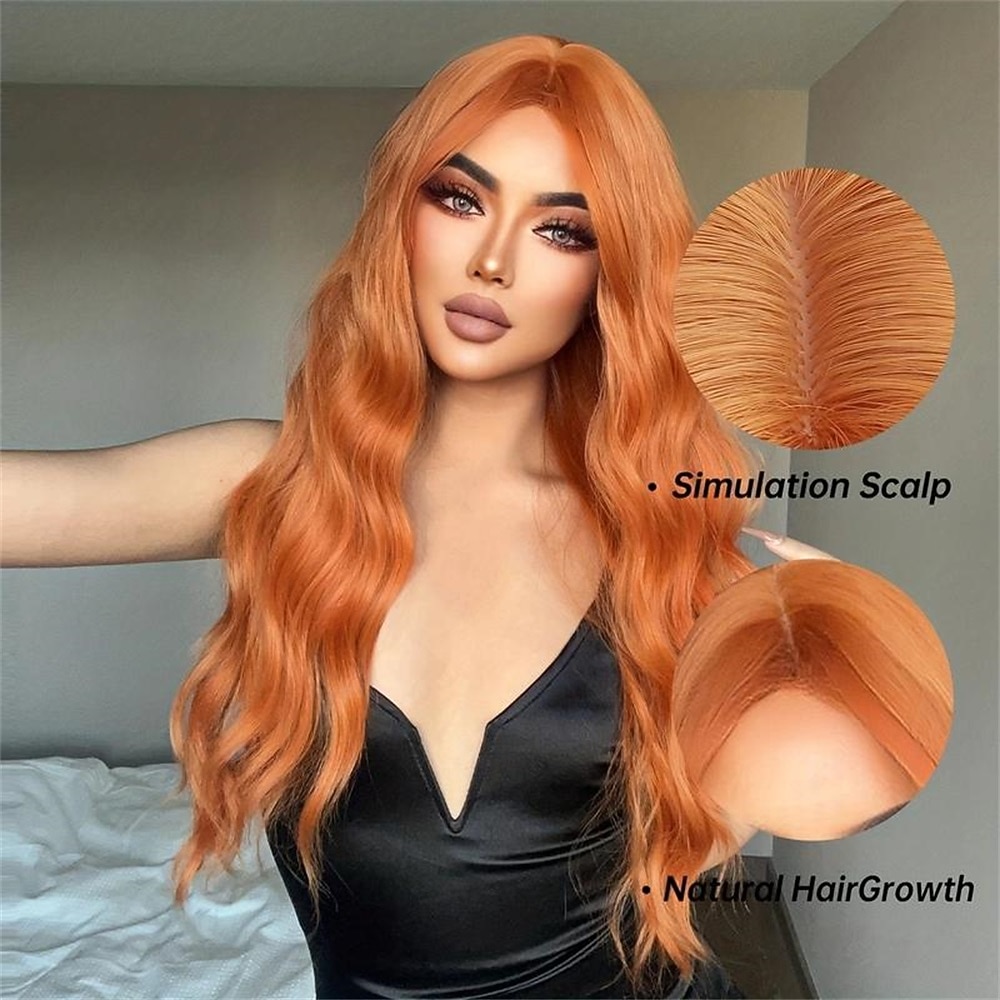 Парики из искусственных волос Кудрявый Средняя часть Парик Длинные A1 A2 Оранжевый Искусственные волосы Жен. Модный дизайн Мягкость Натуральный Оранжевый Омбре Темно-серый 2026 - $22.99 –P5