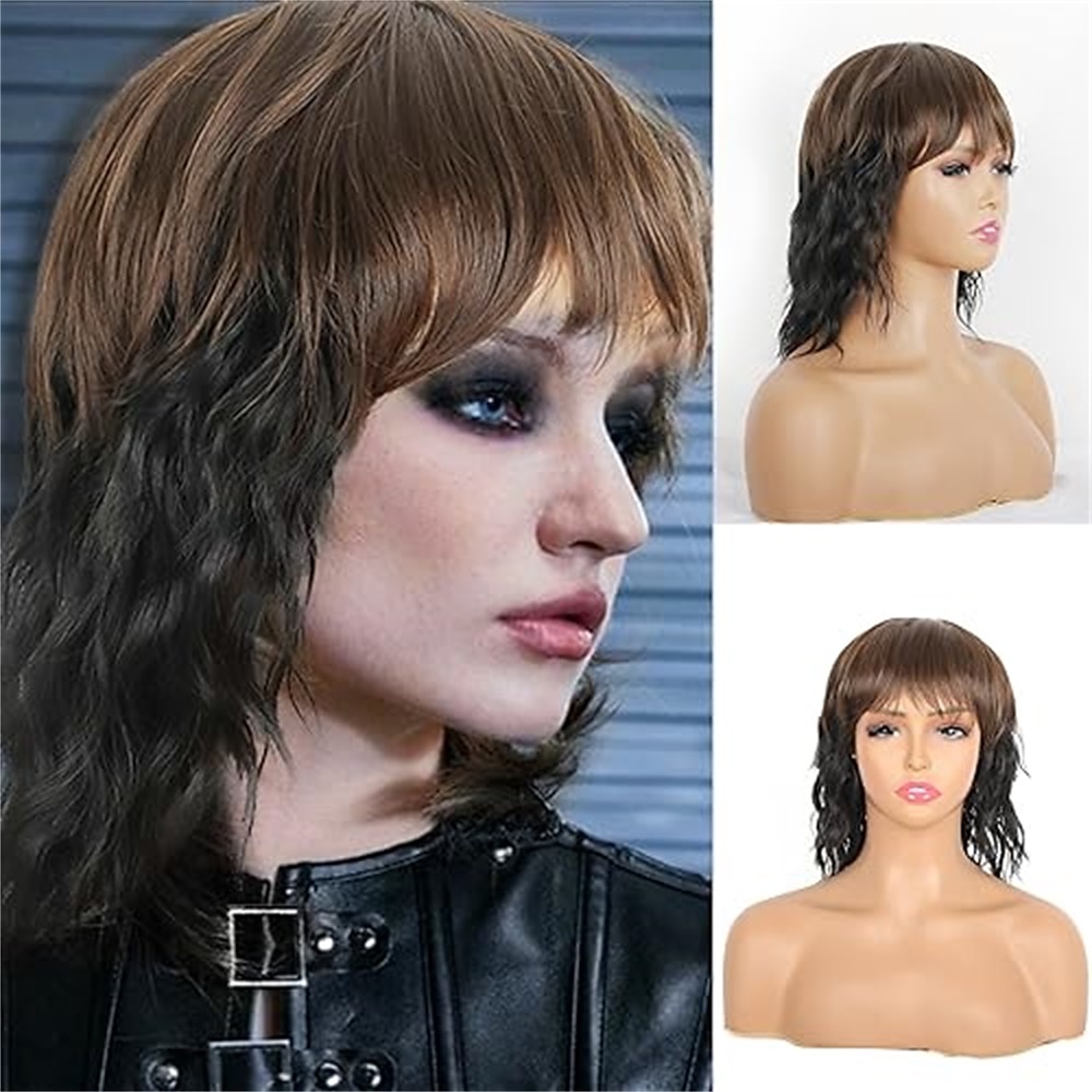 perruque mulet courte et hirsute moderne pour femme perruque mulet des années 80 perruque coupe lutin avec frange perruques synthétiques naturelles de remplacement de cheveux blonds avec reflets de 2025 ? CAD $19.99 –P9