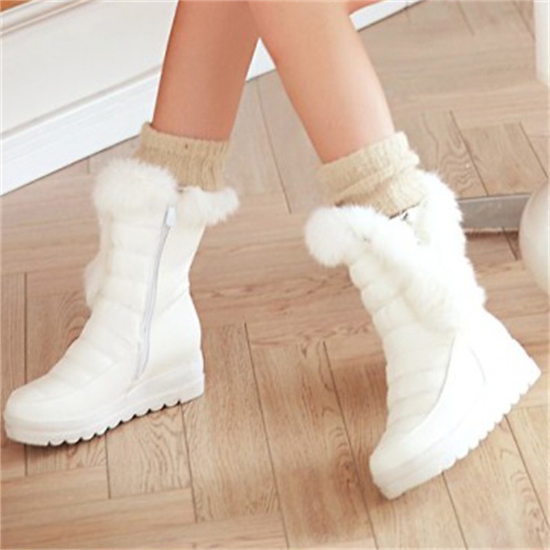 Dámské Boty Sněhule Venkovní Denní Pevná barva Podšité fleecem Kotníkové boty Booties Rovná podrážka Oblá špička Na běžné nošení Pohodlné Umělá kožešina Zip Černá Bílá Růžová 2025 - $64.99 –P5