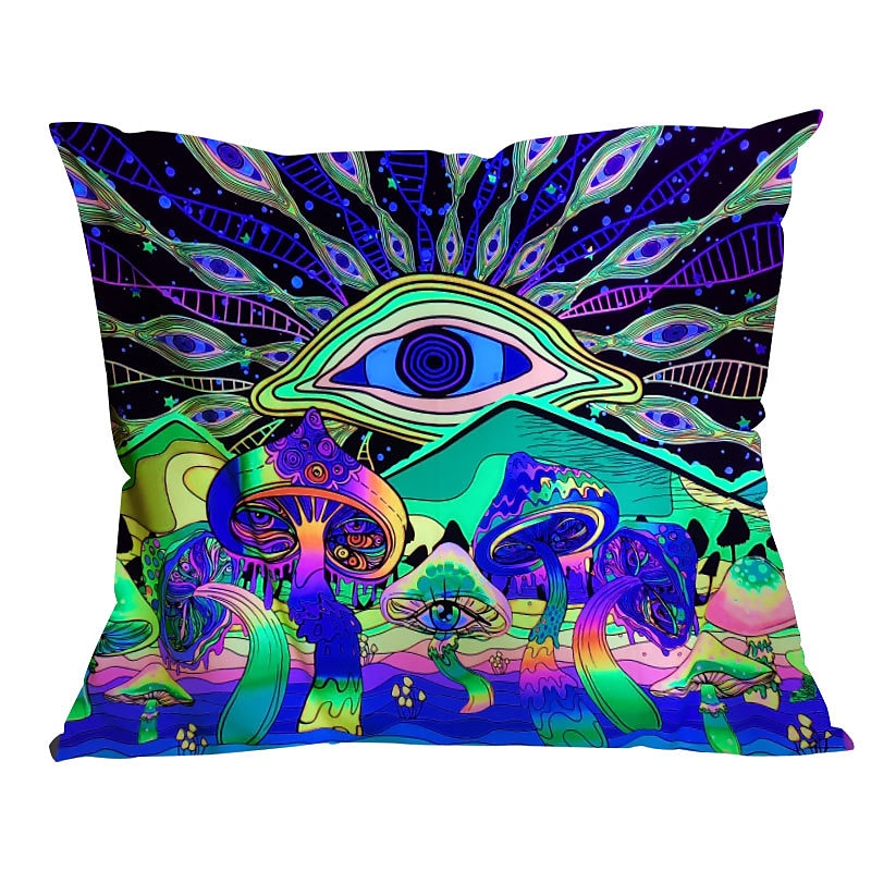 Capa de almofadas decorativas com luz negra, 1 peça que brilha no escuro, psicodélica, trippy, macia, quadrada, fronha para quarto, sala de estar, sofá, cadeira de 2025 por $13.99 –P3