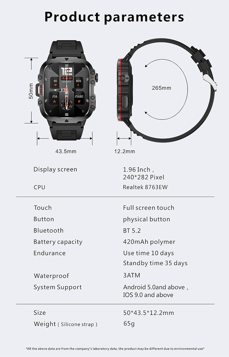 iMosi QX11 Smart Watch 1.96 inch Smartwatch Fitness Running Watch Bluetooth Pedometer Call Reminder Activity Tracker Compatible with Android iOS Women Men Hands-Free Calls Waterproof Media Control 2025 - $48.99 –P18