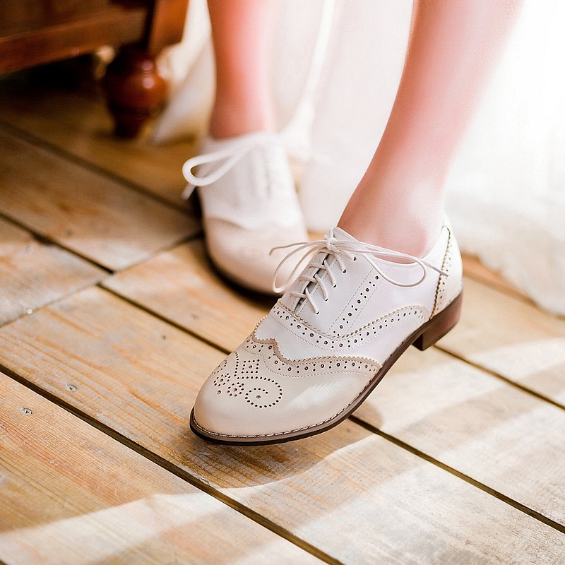pantofi oxford clasici brogue de damă – pantofi maro din piele artificială cu vârful aripii cu șireturi pentru ținute casual și formale de inspirație vintage 2025 - $42.99 –P20