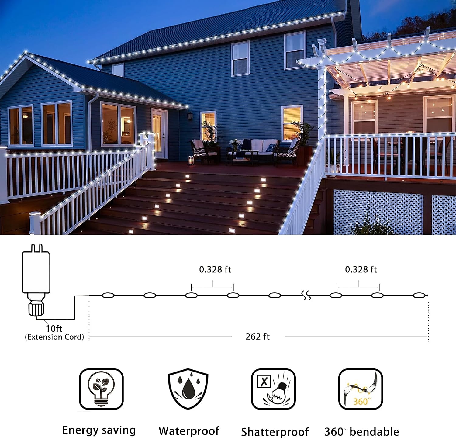 2025年 100 メートル屋外防水 LED ライトストリップストリングライトクリスマスストリングライト 1000 LED 329 フィートホワイトクリエイティブストリングライトホリデーライトパーティーホリデーウェディング 29v  コレクション – $71.99 –P6