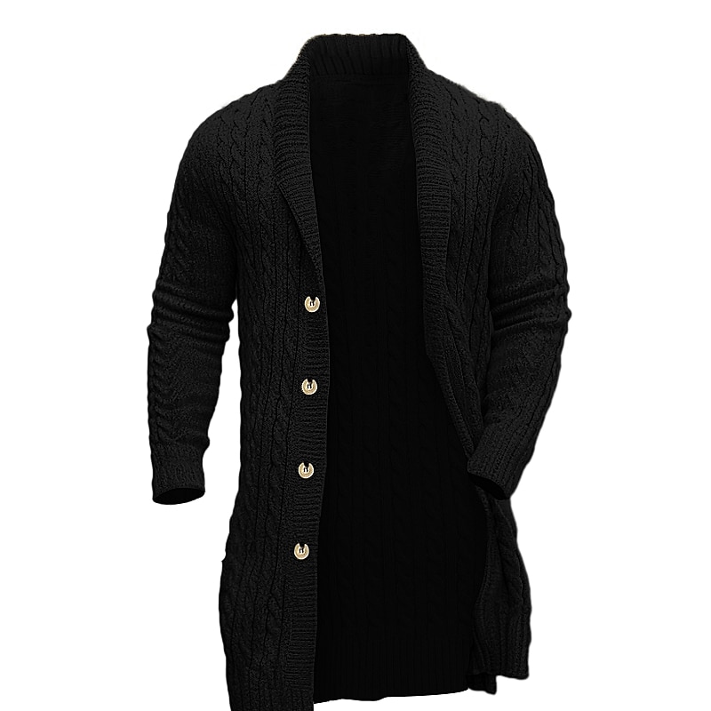 Miesten Neuletakki Paksu neuletakki Neuloa Tunika Painike ylös Tavallinen Huivikaulus Lämmittely Moderni nykyaikainen Kausaliteetti Arki-asut Vaatetus Syksy Talvi Musta Ruskea M L XL 2025 - $40.99 –P3