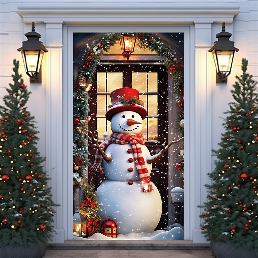karácsonyi ajtódíszek hóember ajtóhuzatok ajtókárpitos ajtófüggöny dekoráció háttér ajtó transzparens bejárati ajtóhoz parasztház ünnepi parti dekorációs kellékek 2025 - $22.99 –P1