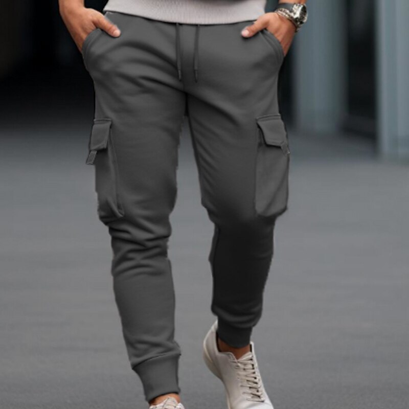 Men's Sweatpants Trousers Cargo Sweatpants Drawstring Elastic Waist Elastic Cuff Plain Comfort Breathable Casual Daily Holiday Sports Fashion Red Royal Blue 2025 - $20.99 –P6