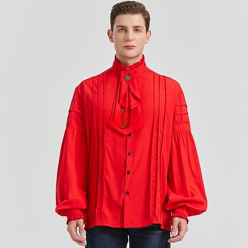 Retro Vintage Punk e gótico Medieval Blusa / Camisa Baile de Máscara Vampiros Cavalheiro Outlander Com Babados Cor Sólida Fantasia Homens Pirata Fantasia Real Carnaval Baile de Máscaras Espetáculo de 2026 por $35.99 –P2