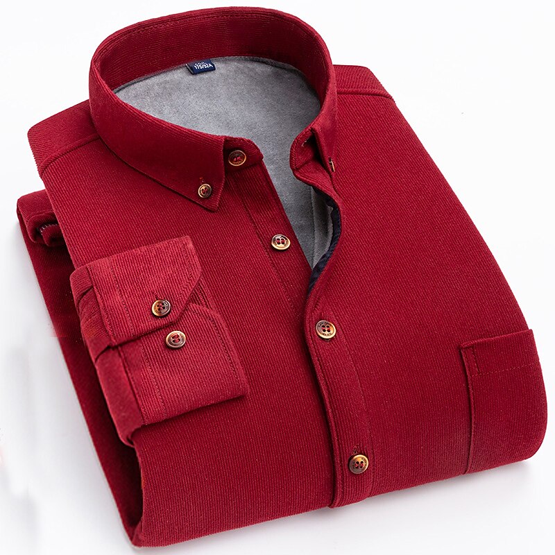 Men's Shacket Solid / Plain Color Vacation New Year Yellow Red Dark Navy Blue Long Sleeve Classic Collar Fall / Winter Clothing Apparel Print 2025 - $38.99 –P5