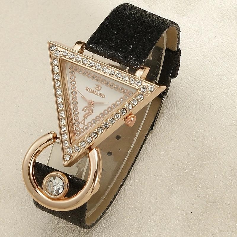 5pcs/set Women's Watch Luxury Triangle Pointer Quartz Watch Shiny Rhinestone Analog Wrist Watch & Jewelry Set, Gift For Mom Her 2025 - $24.99 –P11