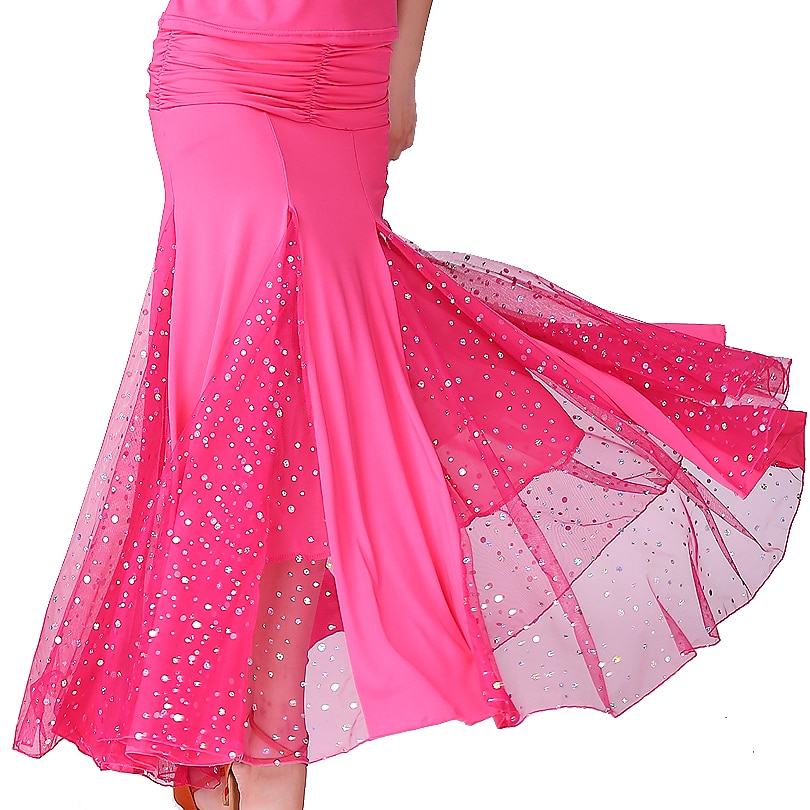 Danse de Salon Jupes Imprimé Couleur Pure Fantaisie Femme Utilisation Entraînement Taille haute Polyester de 2025 ? $40.99 –P3