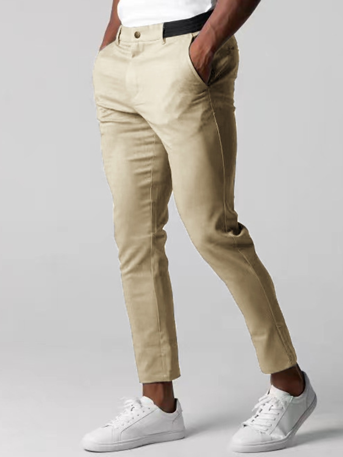 Per uomo Pantaloni Chino Pantaloni chino Tasche Liscio Comfort Traspirante Esterno Giornaliero Per uscire Di tendenza Informale Nero Blu scuro del 2026 a $25.99 –P6