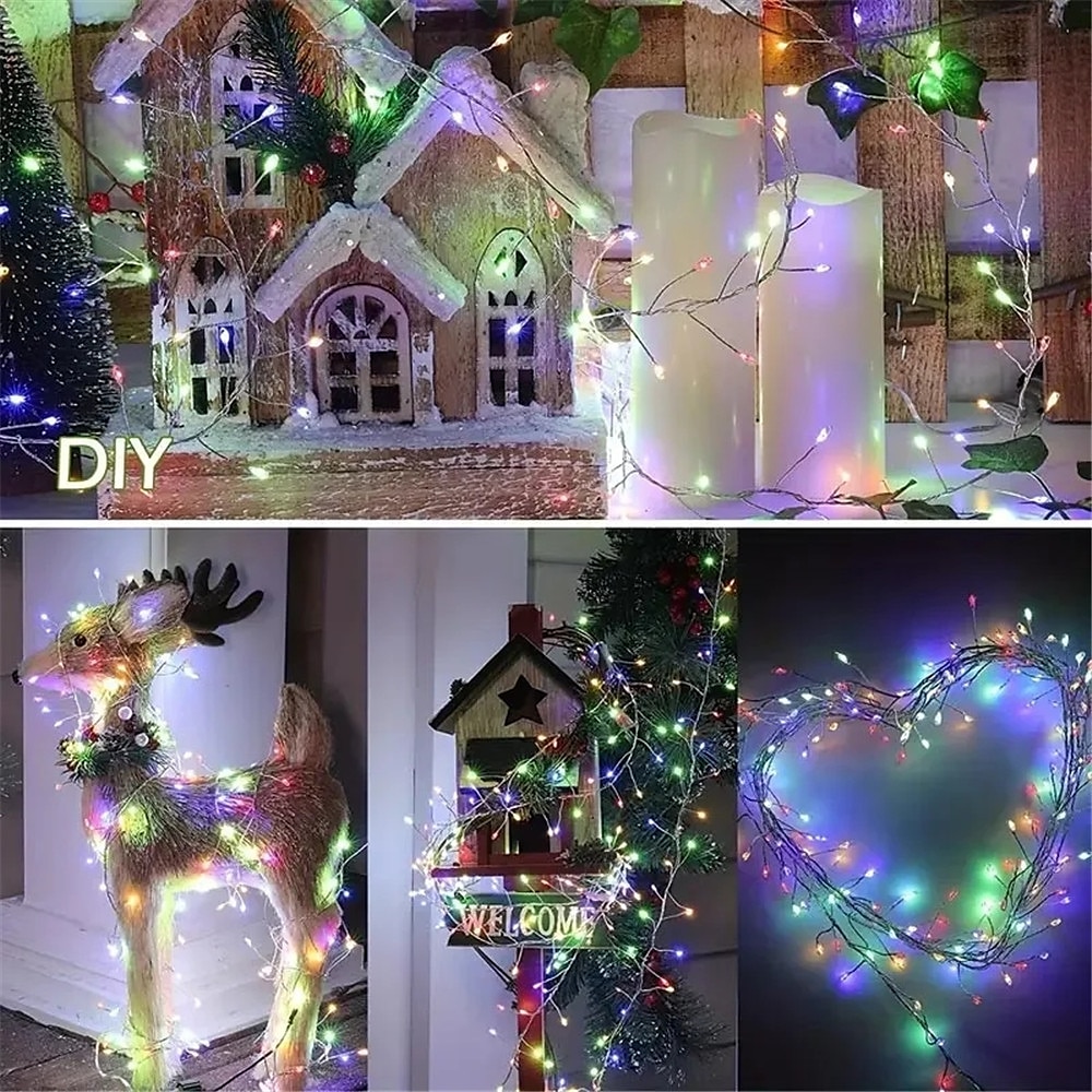 2025年 3M 6メートル ストリングライト クリスマスストリングライト 100/200 LED 2個 1個 温白色 ホワイト マルチカラー 銅線ライト ホリデーライト パーティー 防水 ウェディング USBパワード  コレクション – $22.99 –P6