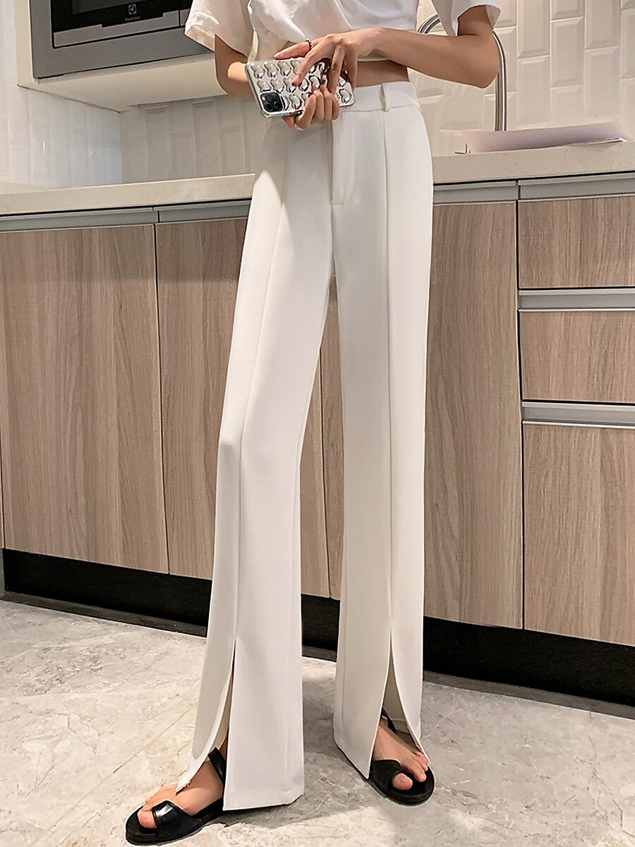 Women's Dress Pants Wide Leg Pants Trousers Full Length Fashion Streetwear Outdoor Office White little man (under 156) White regular (below 164) XS S Fall Winter 2023 - US $37.99 –P5