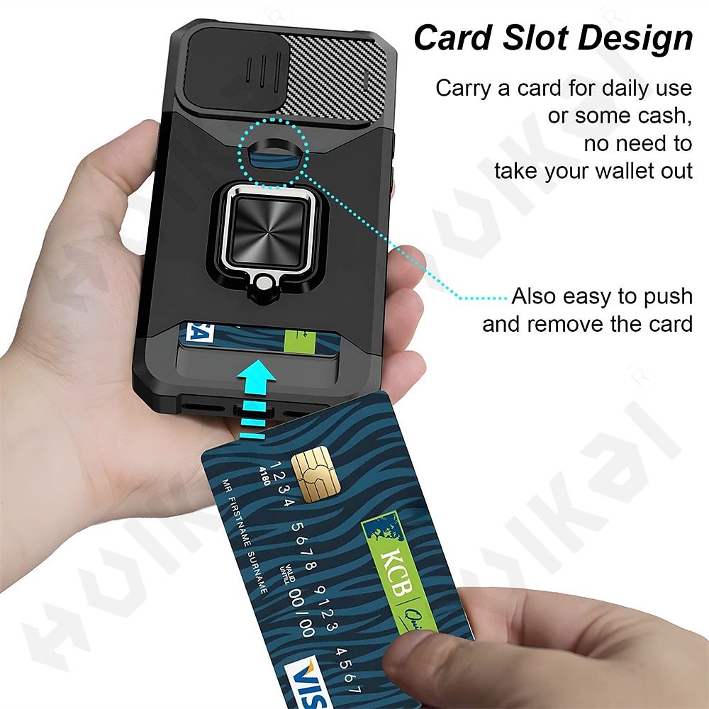 telefon Kılıf Na iPhone'a 15 Pro MaxPlus iPhone 14 13 12 11 Pro Max Mini SE X XR XS Max 8 7 Plus Osłona tylna Uchwyt pierścieniowy Gniazdo karty Odporny na wstrząsy TPU PC 2025 - $13.99 –P4