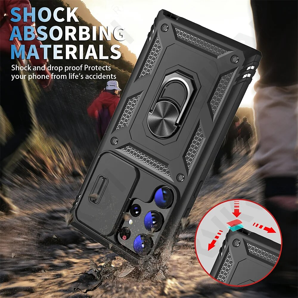 Capinha para Samsung Galaxy S23 S22 Plus Ultra S21 Ultra A14 A54 A52 S25 Ultra Capa Traseira com Suporte Anel Protetor de Lente de Câmera PC de 2025 por $13.99 –P5
