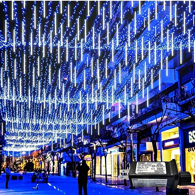 1 st jul meteor dusch ljus dekorativt träd ljus lågspänning säkerhetsplugg utomhus vattentät dekorativ ljusslinga 30cm-192led/45cm-288led/75cm-576led 2025 - $28.99 –P8