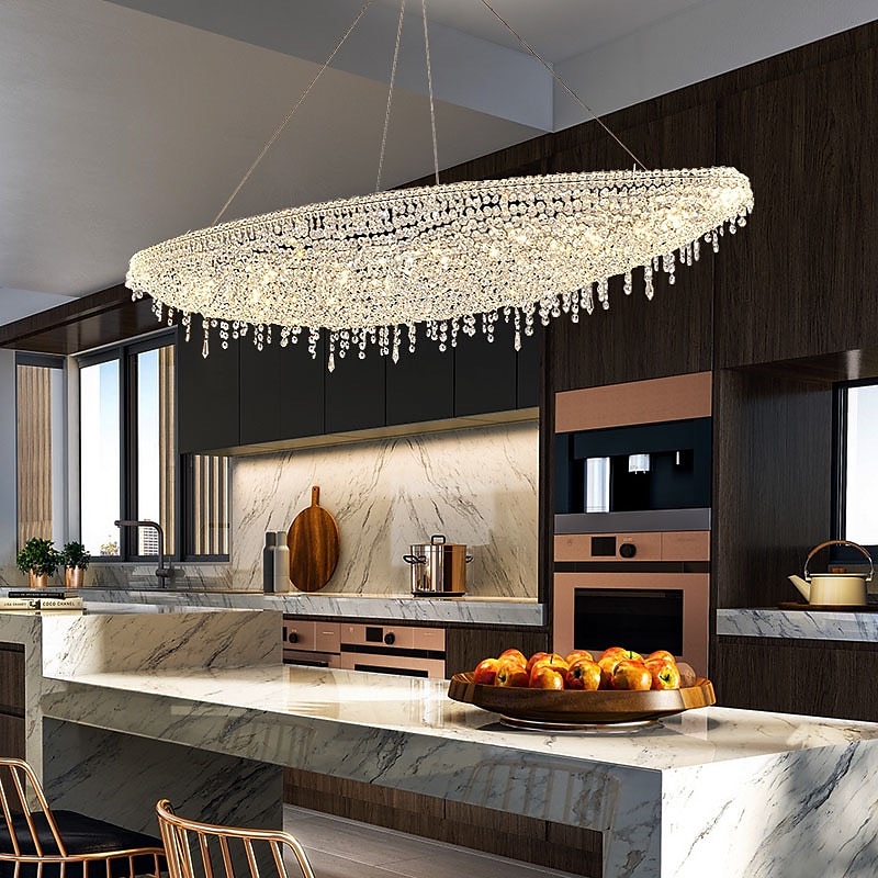 lysekrone led krystall 80 cm /8 lys flush mount lys spiraltrapp lang lysekrone villa trapp lys duplex lysekrone 110-240v 2025 - $1513.49 –P8
