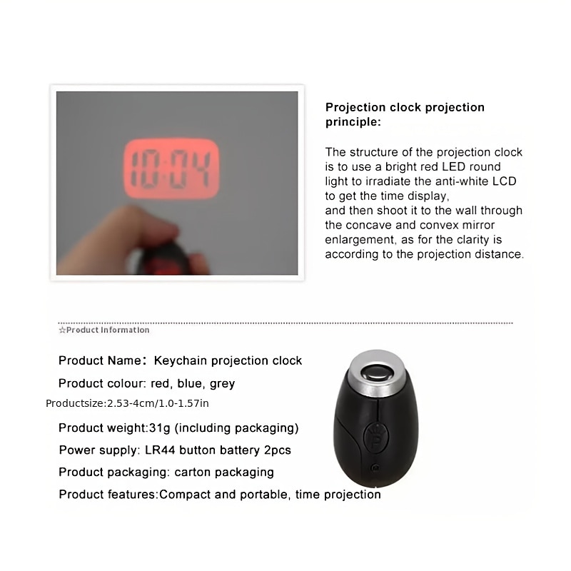 Creative Projection Electronic Clock LED Digital Clock Mini Portable Projection Clock Flashlight Keychain Projection Watch 2025 - $13.99 –P3