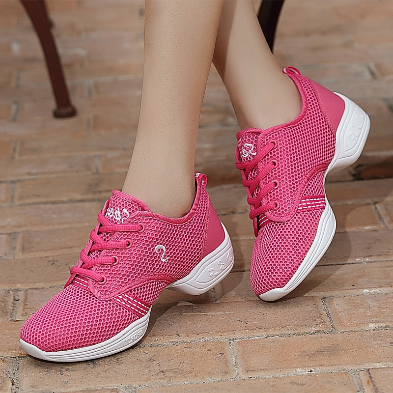 Women's Black Mesh Breathable Dance Sneakers – Lightweight Lace-Up Jazz and Hip-Hop Shoes for Latin, Zumba, and Fitness Training 2025 - $26.99 –P2