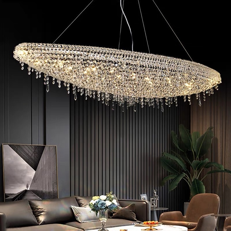 lysekrone led krystall 80 cm /8 lys flush mount lys spiraltrapp lang lysekrone villa trapp lys duplex lysekrone 110-240v 2025 - $1513.49 –P6