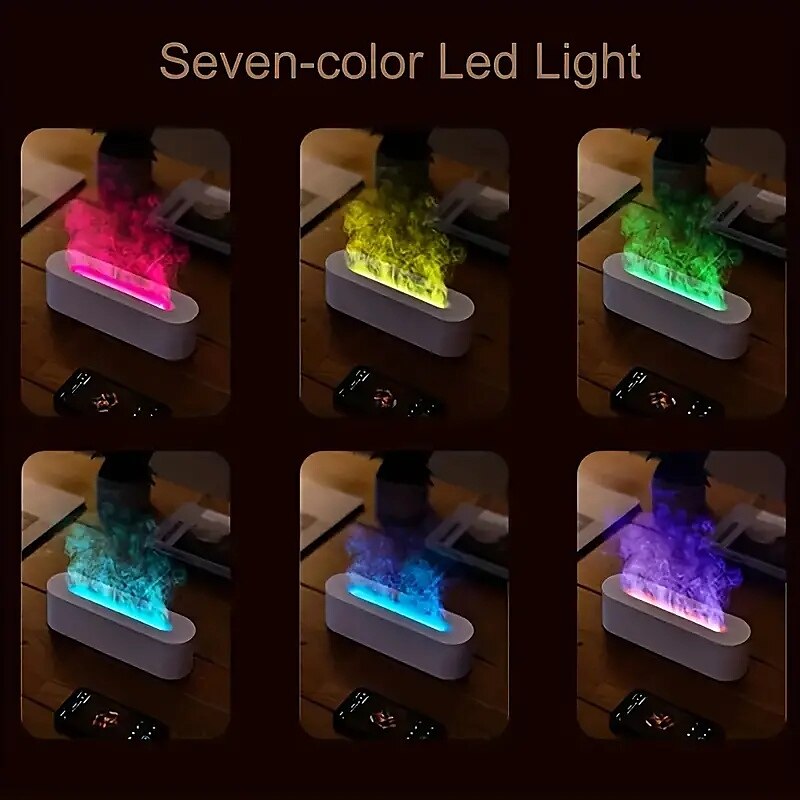 diffusore di aromi a fiamma umidificatore d'aria a ultrasuoni nebulizzatore a nebbia fredda diffusore di oli essenziali a led umidificatore a fiamma a 7 colori del 2025 a $32.99 –P1