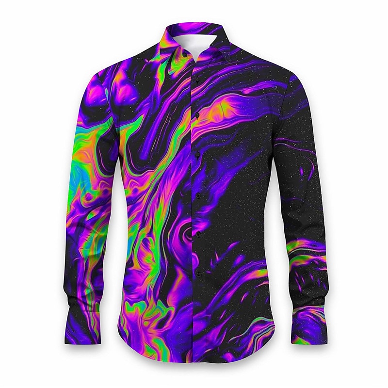 Homme Formes Géométriques Graduel Chemise Chemise boutonnée manche longue Abstrait Usage quotidien Sortie Automne hiver Col rabattu Imprimer Bouton bas Rouge Marine foncé Bleu Violet Orange de 2025 ? $24.99 –P1