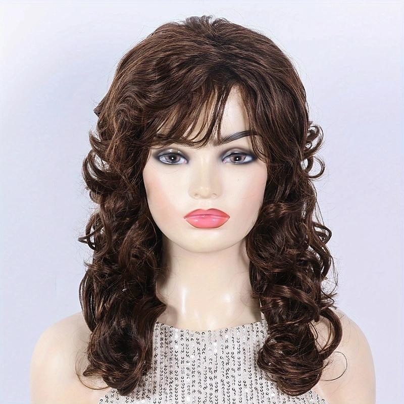 Blond 20-calowe długie kręcone falowane włosy peruki puszyste miękkie włosy peruki z grzywką dla kobiet peruki z włosów syntetycznych 2025 - $23.99 –P11