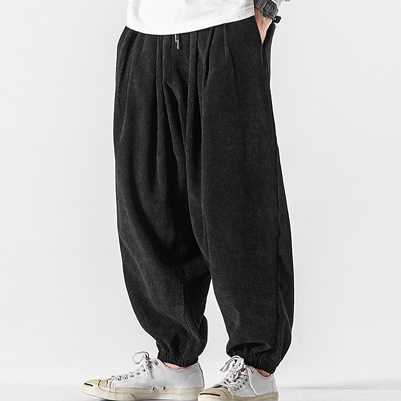 Men's Sweatpants Corduroy Pants Carrot Pants Pocket Drawstring Elastic Waist Plain Comfort Breathable Outdoor Daily Going out Fashion Casual Black Pink 2026 - $49.99 –P17