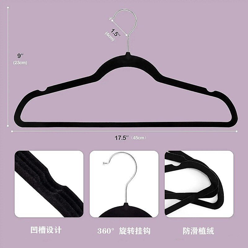 10pcs Velvet Clothes Hangers, Non Slip Clothes Rack, Space Saving Slim Hangers For Suits Coats, Jackets, Pants, And Dress Clothes, Household Storage Organizer For Bathroom, Bedroom 2025 - $14.99 –P3
