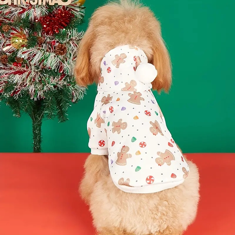 Hund Katt Huvtröjor Julkostym Juloutfit Förtjusande party Vinter Andningsfunktion Mjuk Tvättbar Bekväm Jul Utomhus Ledigt / vardag Hundkläder for Bichon Frisé Pommeran valpen eller det lilla 2025 - $13.99 –P2