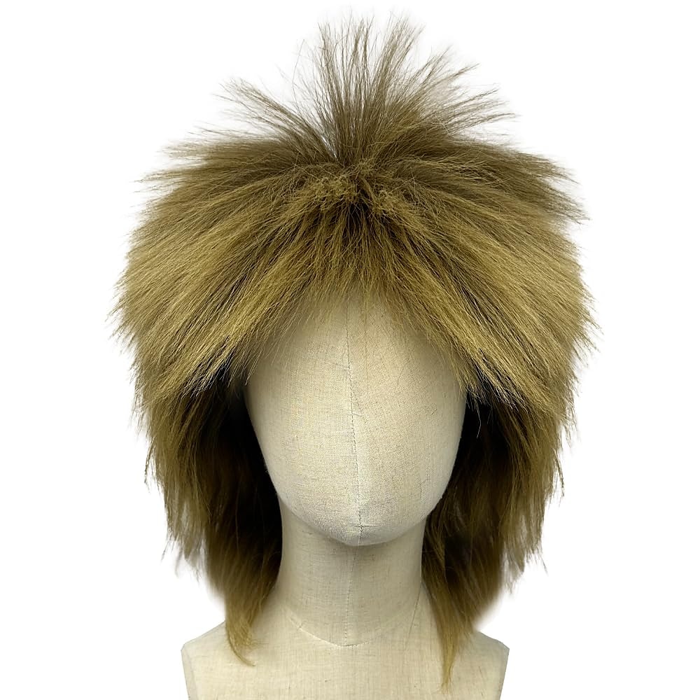 Peluca rubia rizada tipo mullet peluca rubia marrón con raíces oscuras peluca rockera de los años 70 y 80 peluca de capas bicolor pelucas de disfraz para mujeres y hombres (peluca rubia puntiaguda) 2025 - $19.99 –P2