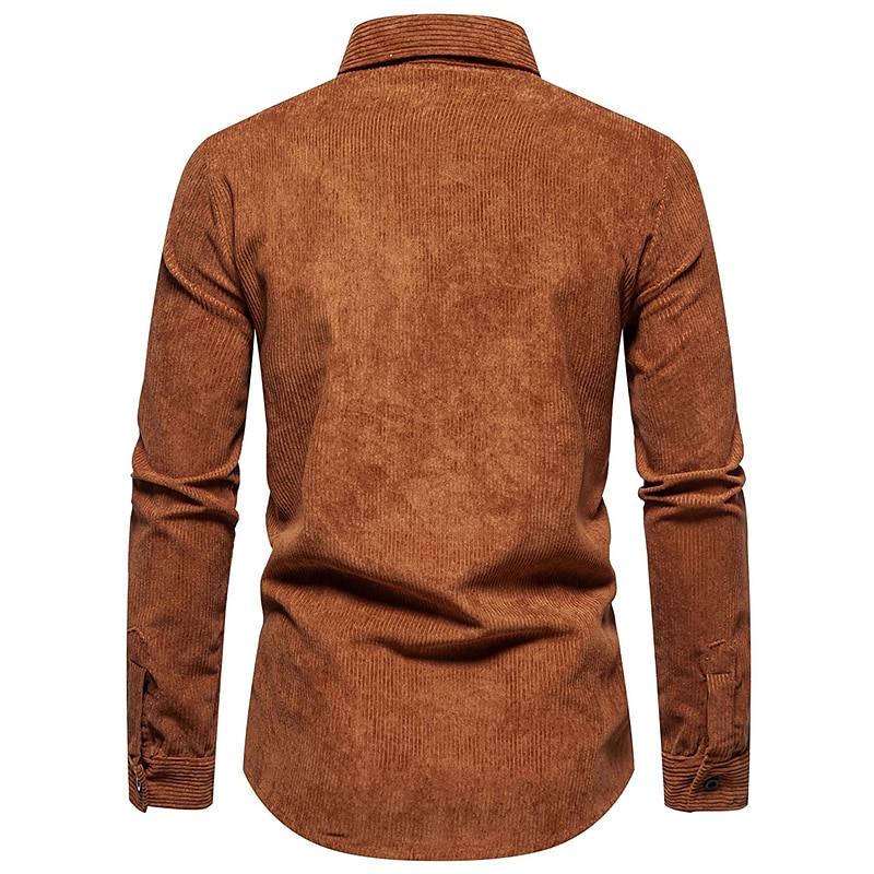 Per uomo Camicia Maglietta informale Camicia di velluto a coste Nero Giallo Rosa Viola Marrone Manica lunga Liscio Bavero Strada Da mare Di base Abbigliamento Di tendenza Comodo del 2025 a $28.99 –P19