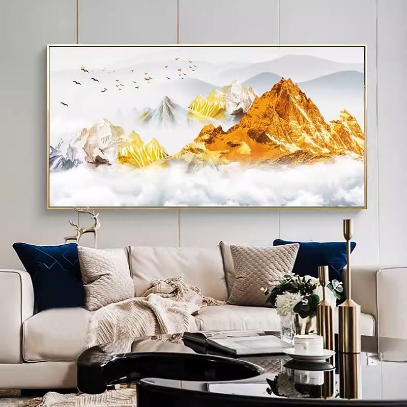 Handmade Hand Painted Oil Painting Wall Art  Large Size Contemporary Golden Mountains Home Decoration Decor Rolled Canvas No Frame Unstretched 2025 - $100.99 –P26