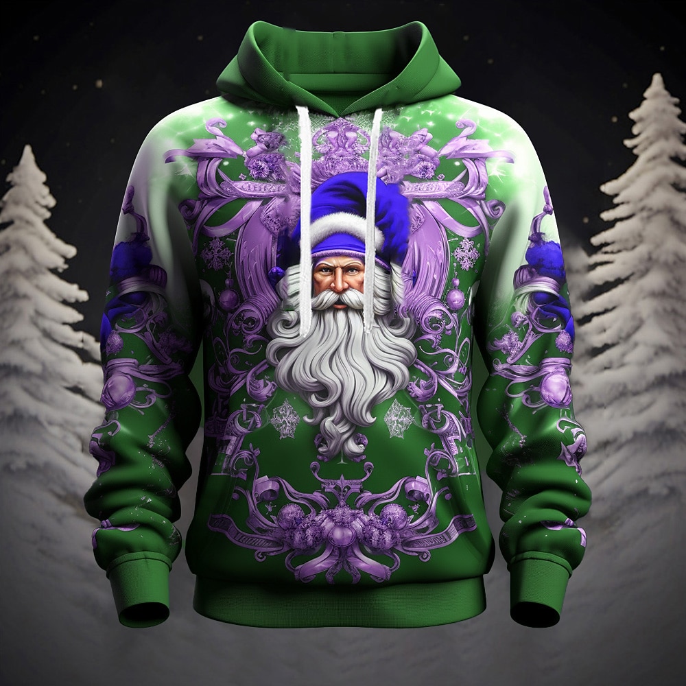Sweat à capuche 3D Père Noël pour homme, motif graphique, mode Père Noël, impression 3D, sport, extérieur, vacances, jaune foncé, rouge, manches longues, capuche, poche avant, printemps&amp;chemise de 2025 ? $32.99 –P5
