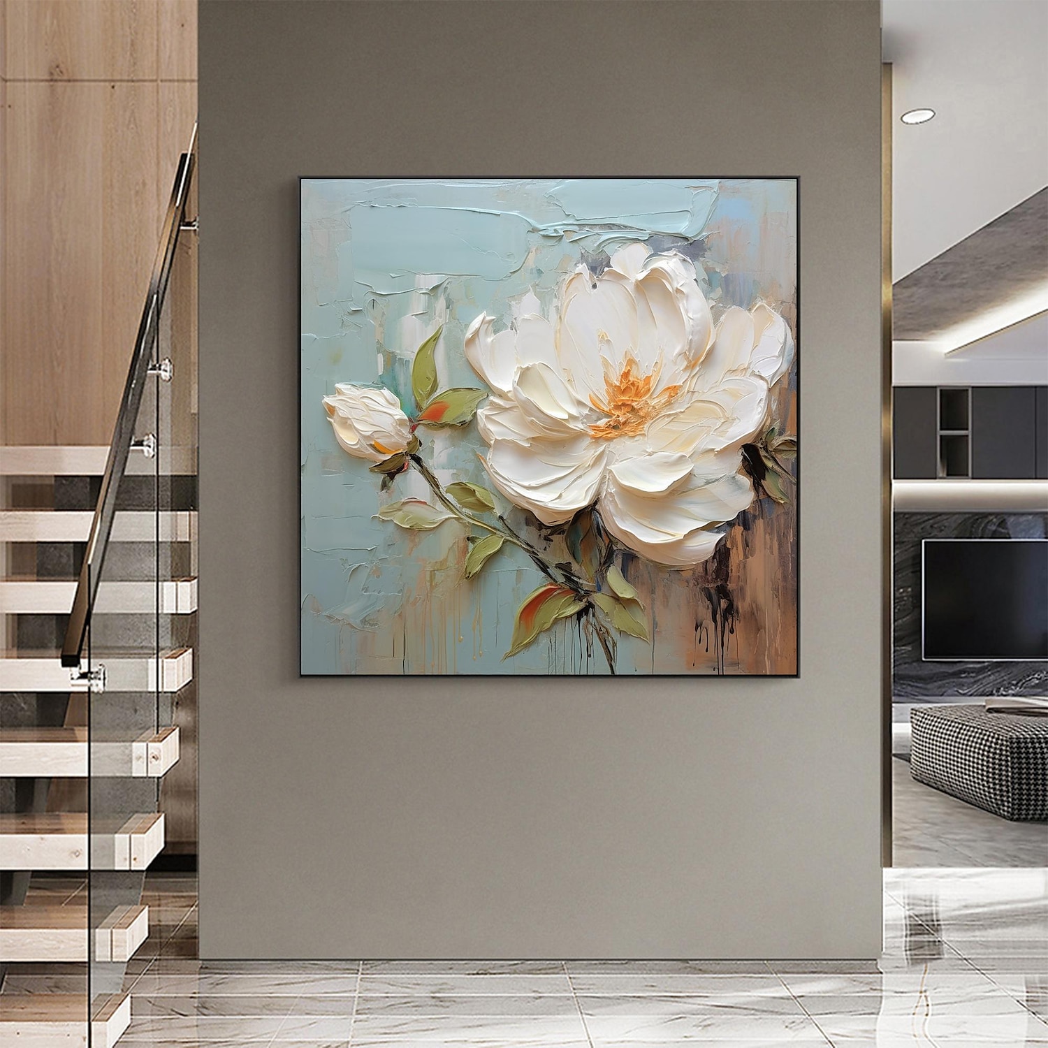 Handgefertigtes Ölgemälde auf Leinwand, Wandkunst-Dekor, originales Blumengemälde in voller Größe für die Inneneinrichtung mit gespanntem Rahmen, ohne Innenrahmen-Gemälde 2025 - $170.99 –P9