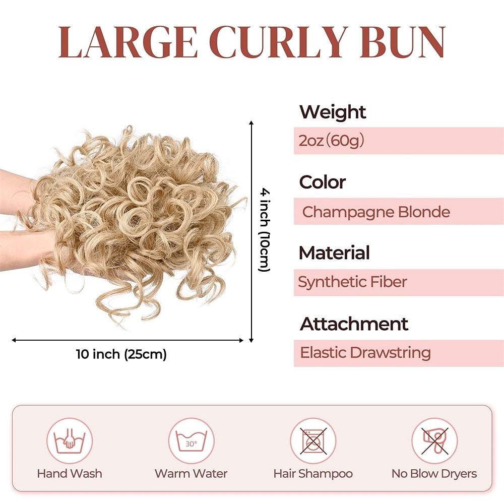 Messy Bun Hair piece for Women Elastic Drawstring Loose Wave Curly Scrunchies Ponytail Extension Synthetic Hair Extensions Hair Bun for Women Daily Use-Light Smoky Brown 2025 - $11.49 –P2