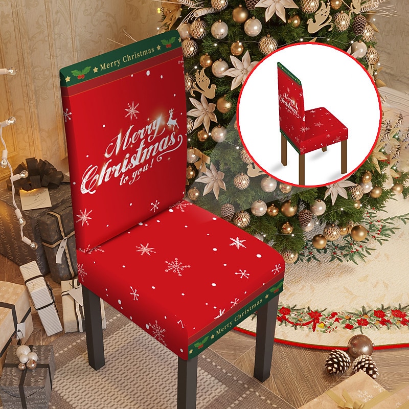 Fundas navideñas para sillas de comedor, fundas elásticas para sillas Parsons de Navidad, protector de asiento, funda lavable de spandex para sillas de cocina para comedor 2025 - $12.49 –P14