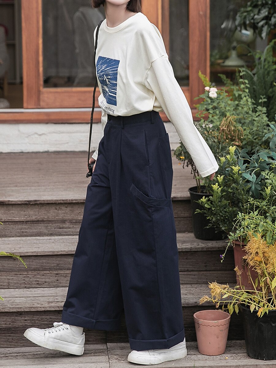 Women's Cargo Pants Wide Leg Pants Trousers Full Length Active Streetwear Outdoor Street Deep Blue S M Fall Winter 2023 - US $44.99 –P3