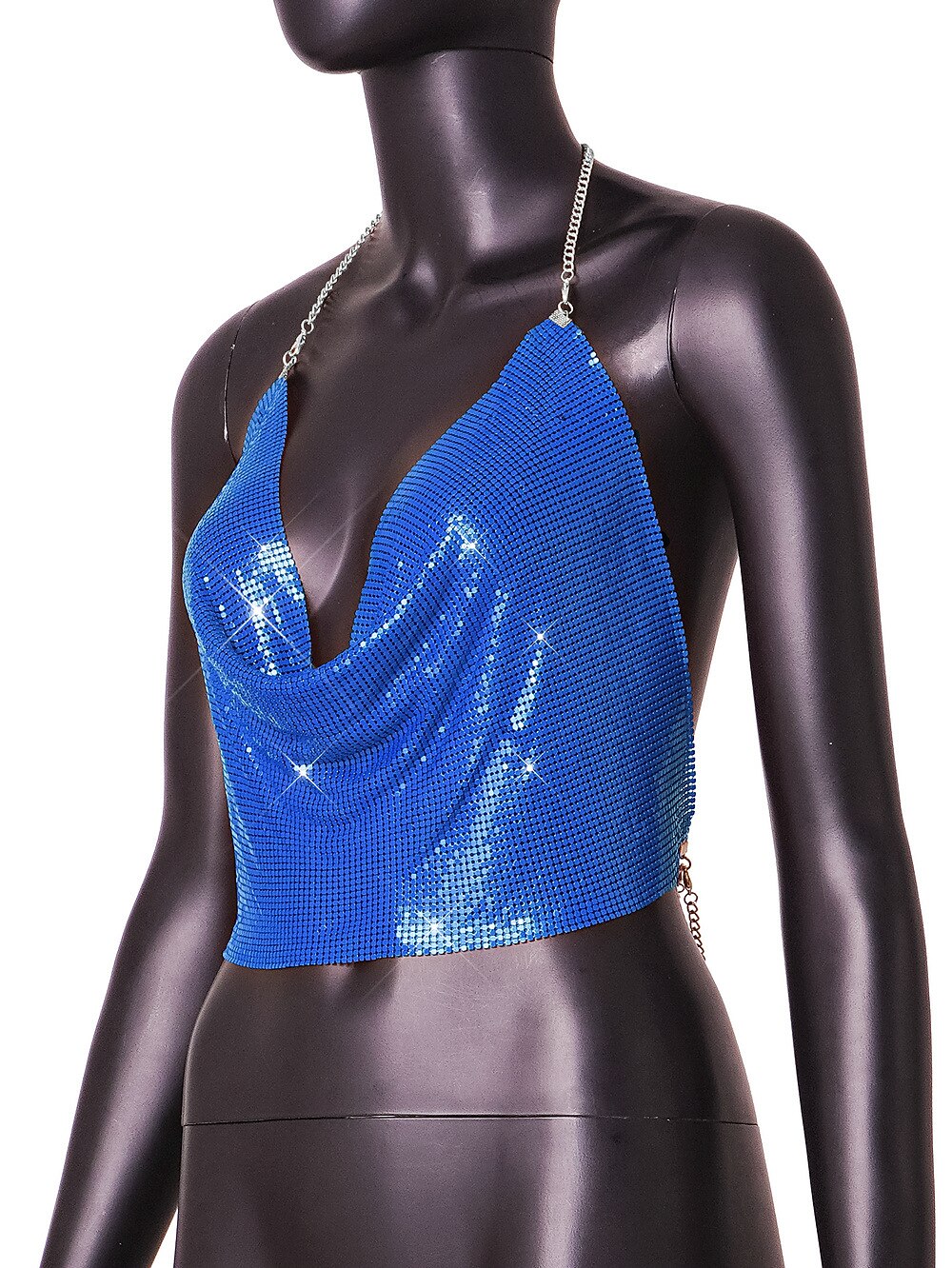 Fémes Hát nélküli Szikra Spagetti pántos trikó Testlánc Crop Tank Top Diszkó Jelmez Női Parti Klub Pride Parade Felnőttek Trikó 2025 - $23.99 –P34