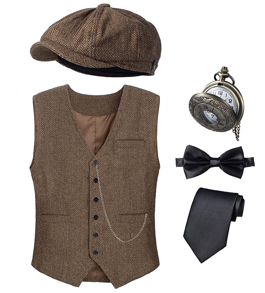 Années Folles Années 1920 Rétro Vintage Tenues Veste Gatsby le Magnifique Gentleman Déguisement Homme Halloween Carnaval Nouvel An Carnaval Fête / Soirée Mascarade Adulte Cravate Gilet Plus de 2026 ? $51.99 –P12