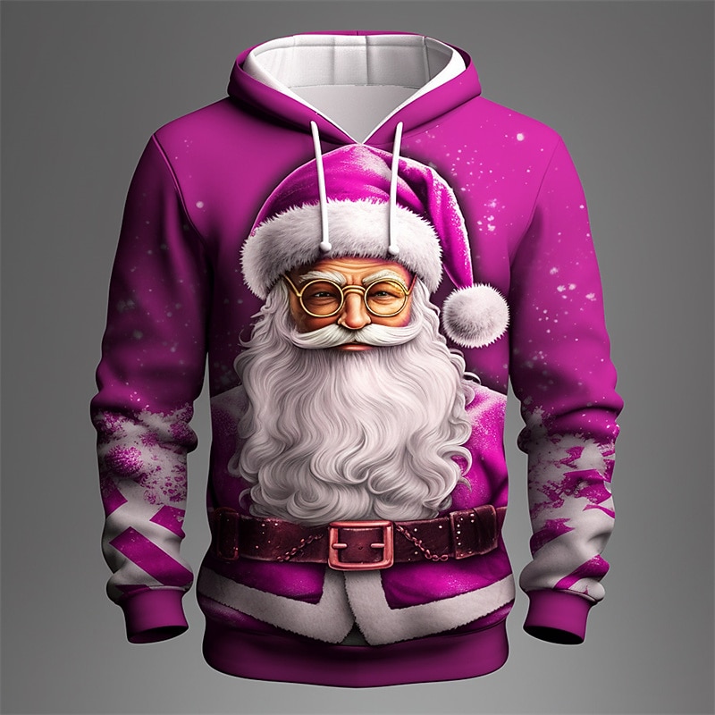 natal masculino papai noel 3d hoodies gráfico papai noel moda 3d impressão esportes ao ar livre feriado hoodies vermelho roxo manga longa com capuz impressão bolso frontal primavera&amp;camisa de de 2025 por $32.99 –P5