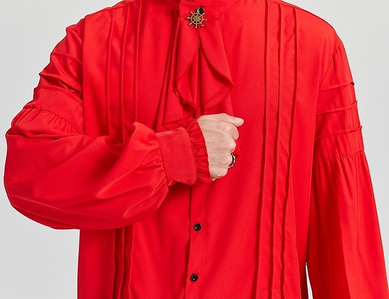 Retro Vintage Punk e gótico Medieval Blusa / Camisa Baile de Máscara Vampiros Cavalheiro Outlander Com Babados Cor Sólida Fantasia Homens Pirata Fantasia Real Carnaval Baile de Máscaras Espetáculo de 2026 por $35.99 –P7
