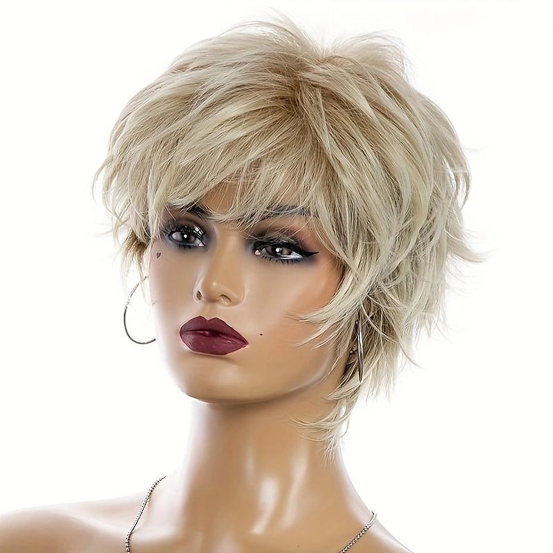 Peruki syntetyczne Prosta Fryzura Pixie Peruka Krótkie Blond Włosie synetyczne Damskie Modny design Miękka Natutalne Złoty 2025 - $19.99 –P4