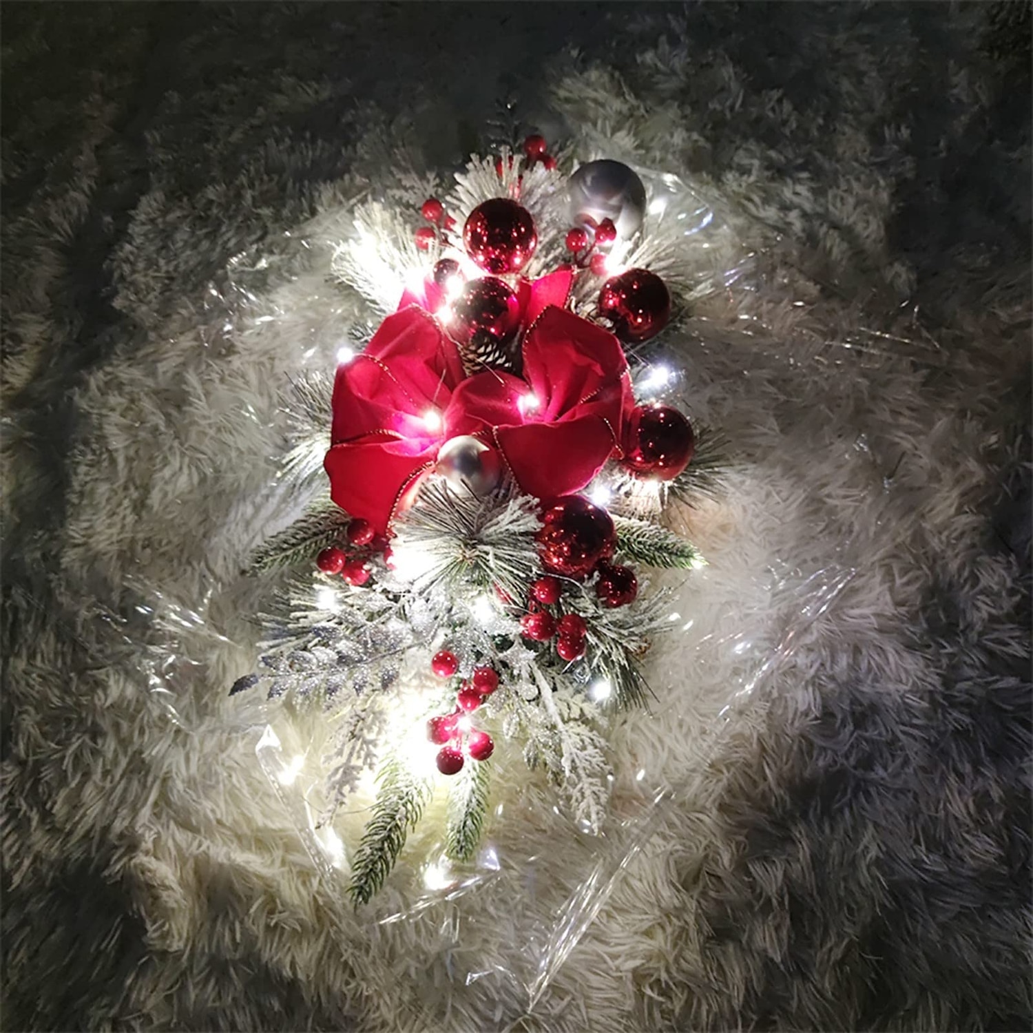 2025年 0.6m クリスマスガーランドライト クリスマスリースライト 20 LED レッド ホリデーライト クリスマスの飾り バッテリー駆動  コレクション – $29.99 –P7