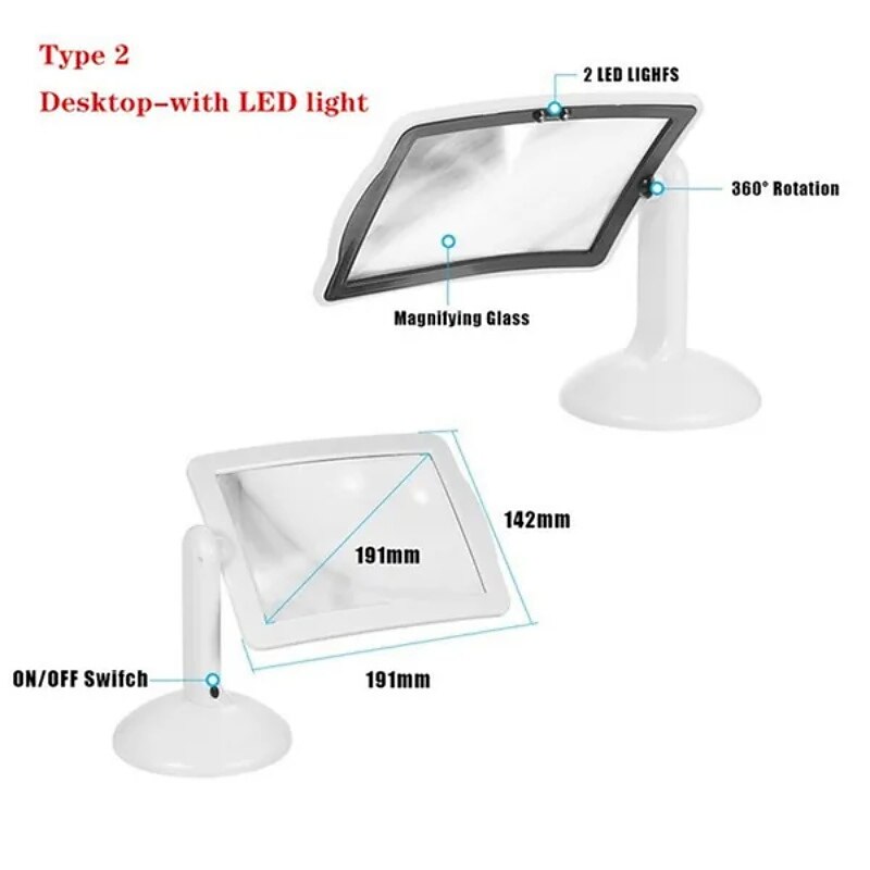 Desktop Magnifying Glass with LED Light Large Screen 360-degree Rotation 3 Times Magnification Reading Newspapers for The Elderly 2025 - $39.99 –P9