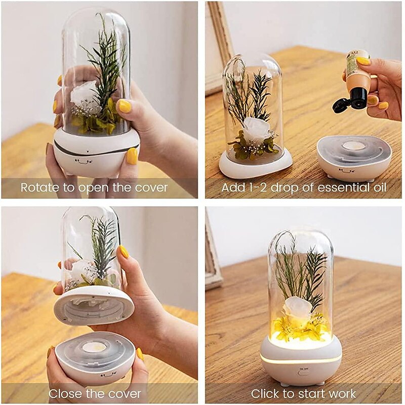 Artificial Flower USB LED Light Perfume Aromatherapy Essential Oil Diffuser Relieve Work Stress Relief Fatigue Waterless Belt Charging Plug-in Use Machine 2025 - $26.99 –P7