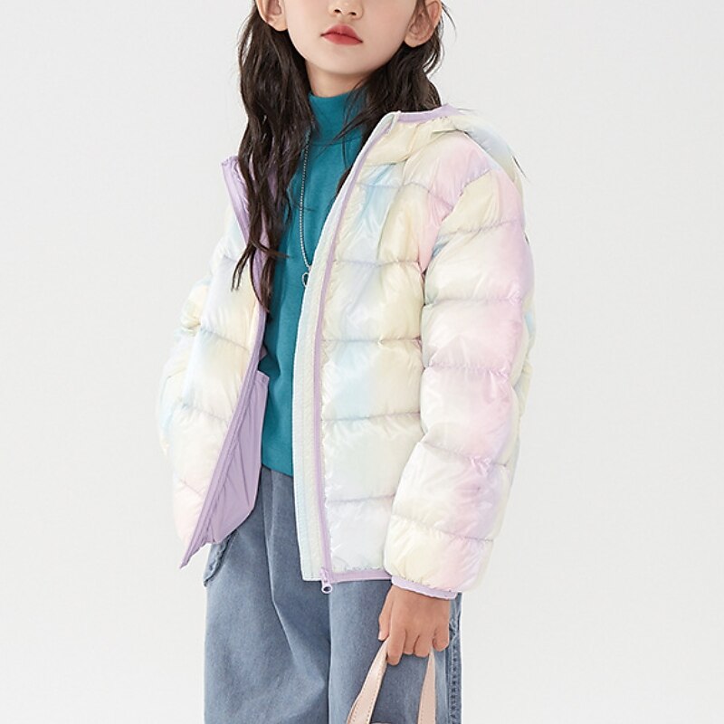 Kinder Mädchen Daunenjacke Einfarbig Aktiv Reißverschluss Outdoor Mantel Oberbekleidung 2-12 Jahre Winter Regenbogenfarben Kaffeefarbe Rosa 2025 - $43.99 –P6