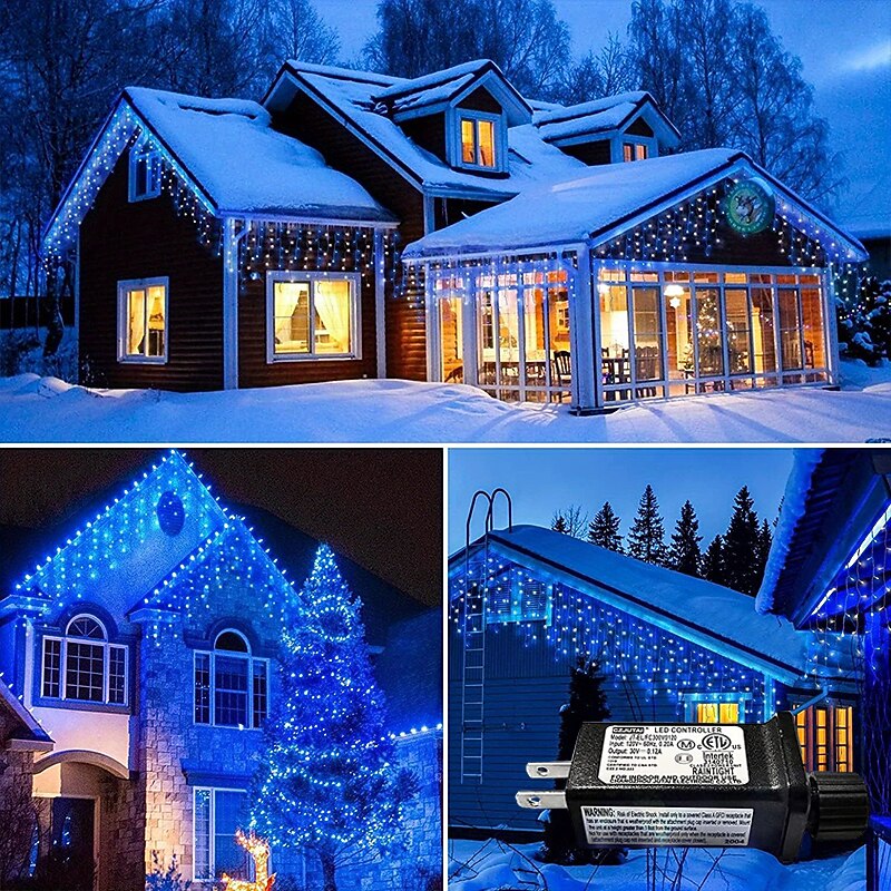 1 confezione di luci natalizie a forma di ghiacciolo, 96 led 4 m 8 modalità e timer, bianco caldo, bianco freddo, multicolore, luci a stringa esterne collegabili impermeabili per vacanze, matrimoni, del 2025 a $18.99 –P11