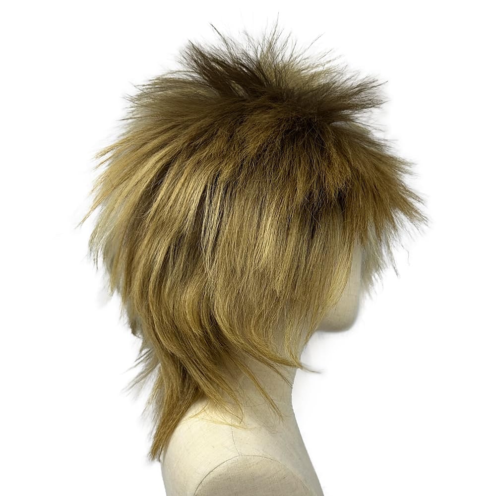 Peluca rubia rizada tipo mullet peluca rubia marrón con raíces oscuras peluca rockera de los años 70 y 80 peluca de capas bicolor pelucas de disfraz para mujeres y hombres (peluca rubia puntiaguda) 2025 - $19.99 –P5