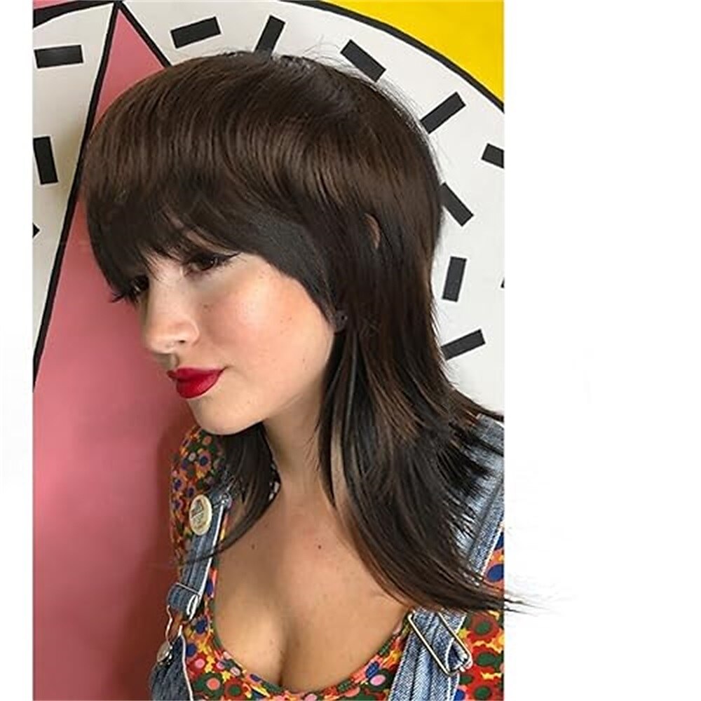 perruque mulet courte et hirsute moderne pour femme perruque mulet des années 80 perruque coupe lutin avec frange perruques synthétiques naturelles de remplacement de cheveux blonds avec reflets de 2025 ? CAD $19.99 –P6